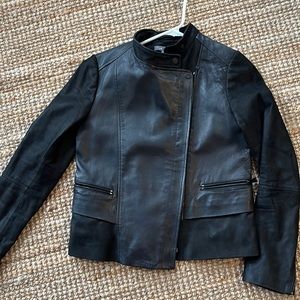 Vince black leather moto jacket size xsmall